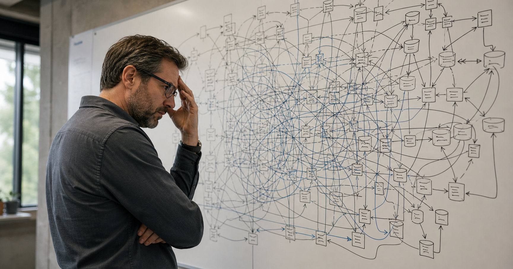 Illustration d'en-tête de l'article sur l'entropie des microservices, le désordre structurel qui menace l'évolutivité des architectures distribuées.